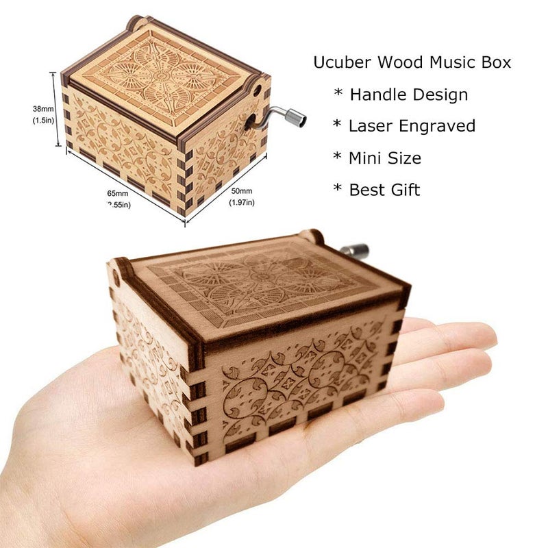 Ucuber You are My Sunshine Music Box, Gifts for Wife from Husband, Wood Laser Engraved Vintage Hand Cranked Cute Boxes, Best Gift for Birthday/Valentine's Day (Husband to Wife) - Image 4